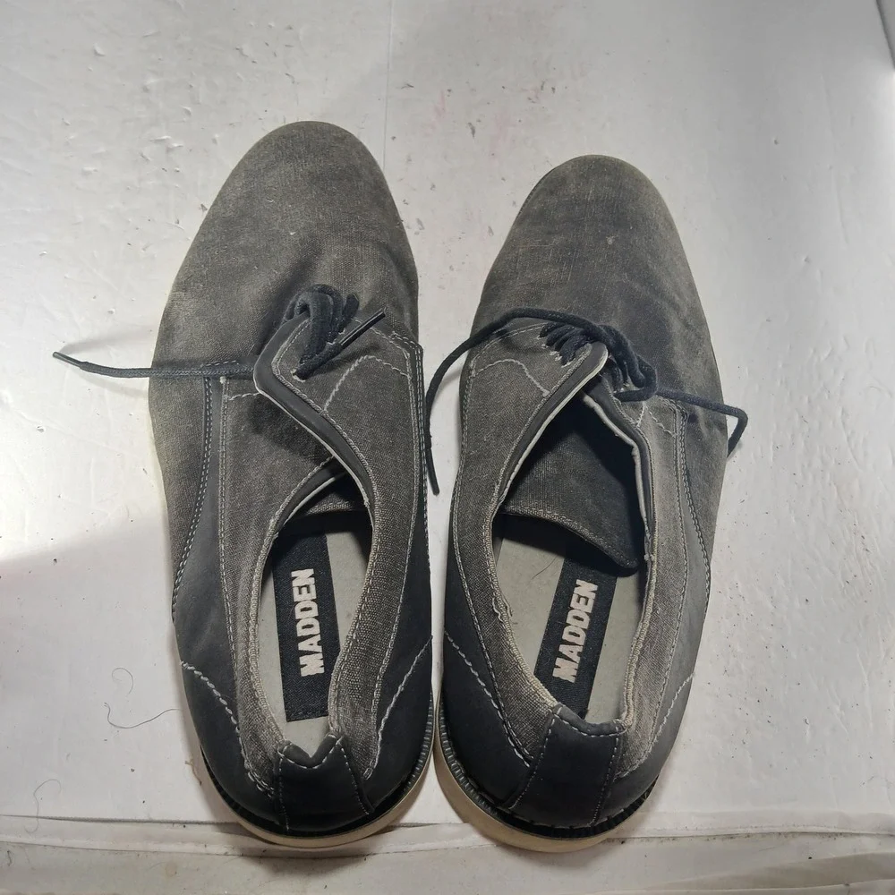 Madden M-Facet Oxford Shoes 8.5 Grey Black Textile Lace Up Casual Derby